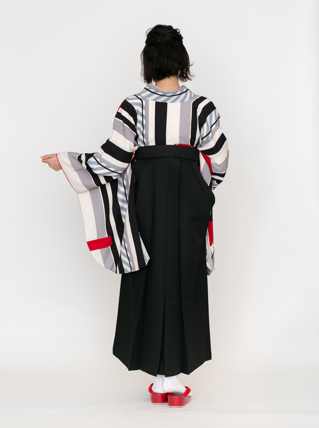 袴 単品 紐裏柄 無地 袴丈87,91,95cm NO171015-2-05 エクスプレス/黒（袴：紐裏ストライプ／黒） | 【公式】モダンアンテナ
