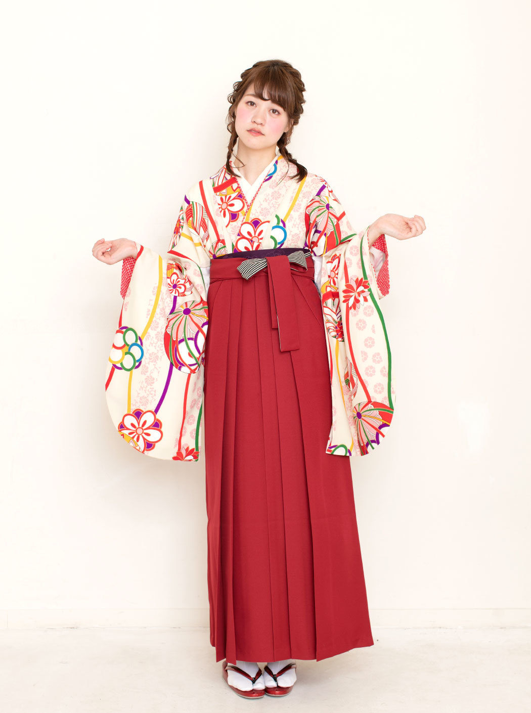 平和屋着物●女性　行灯袴　レース　AABH8809ck KIMONOMACHI 卒業式 袴 単品 「アイスグレー 椿の刺繍」 レディース 行
