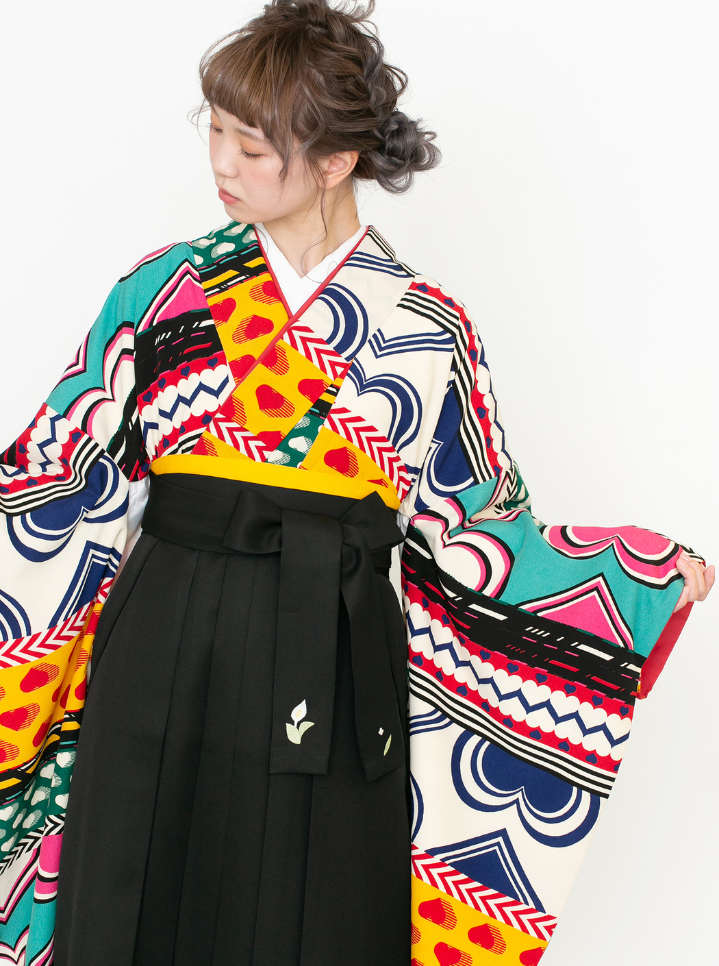 ハート／カラフル（袴：2way袴／黒） | 【公式】モダンアンテナの卒業