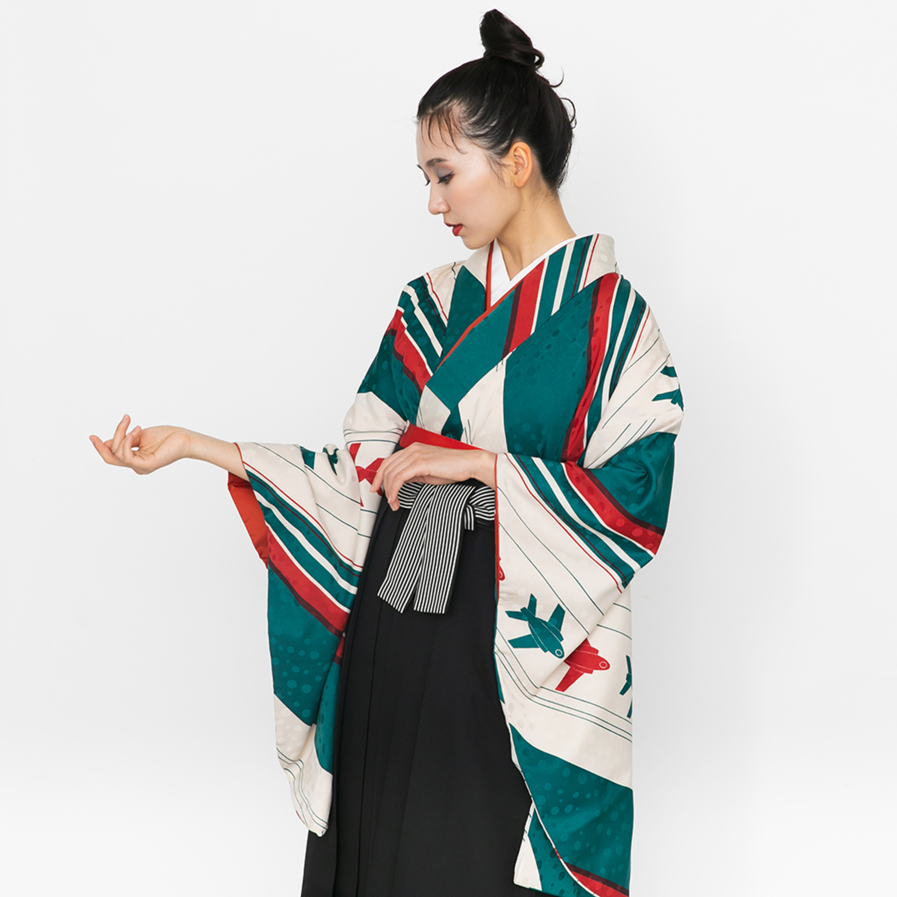 ラボット　服　lovot 青　羽織　ストライプ袴　 インナー　手毬梅 ラボット服/桜柄浴衣セット | bow4workshop STORE