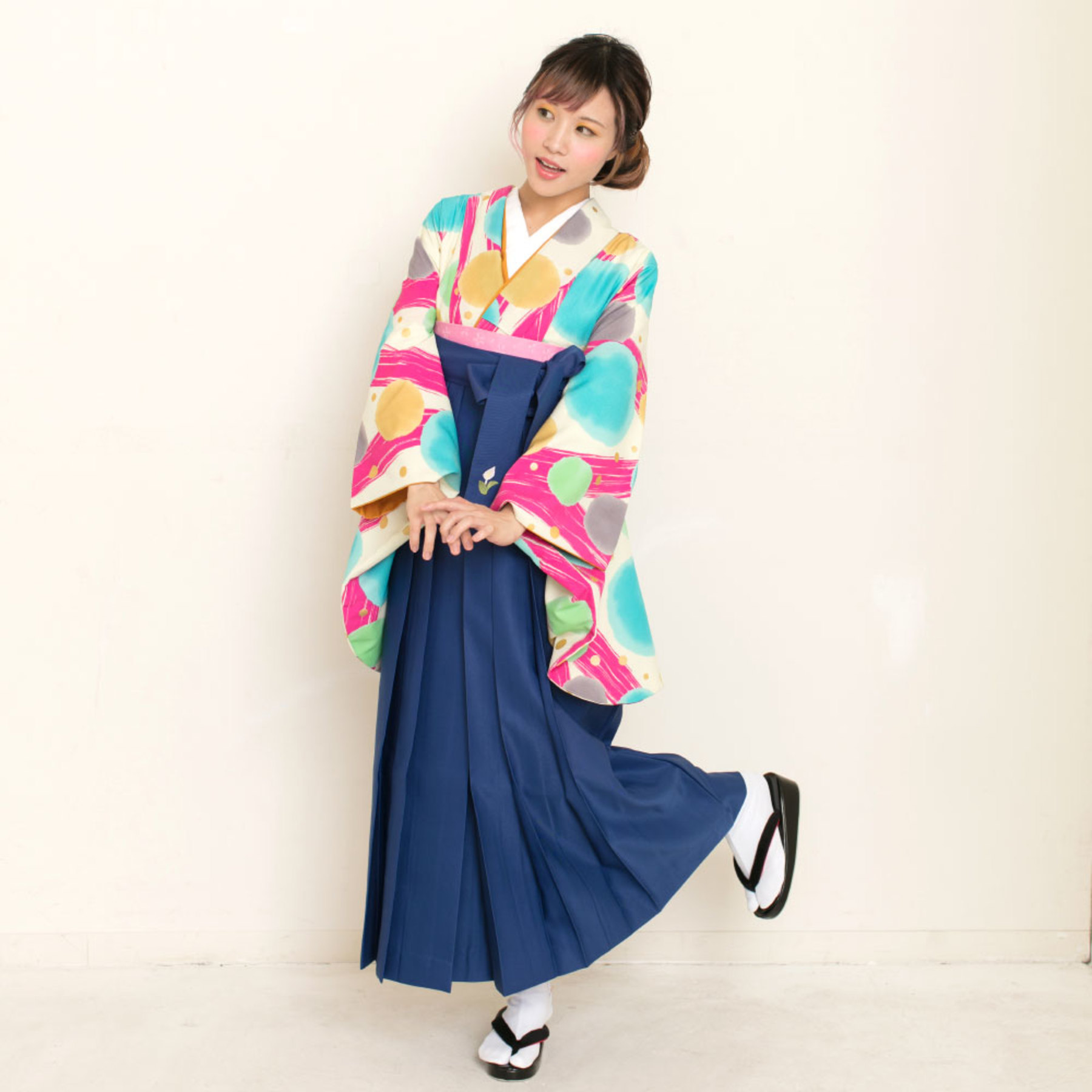 水玉/ピンク【earth music&ecology】（袴：2way袴／花紺） | 【公式