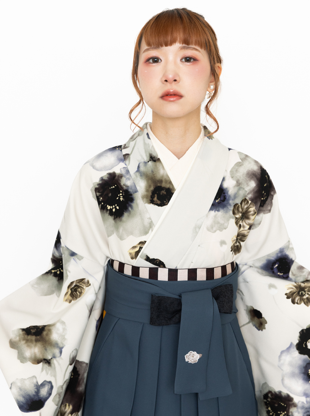 アネモネ/青花【JAPAN STYLE×中村里砂】（袴：鞠 刺繍/ブルーグレー